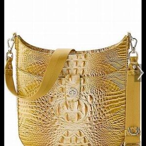 Brahmin Yellow Crocodile Embossed Shoulder Bag